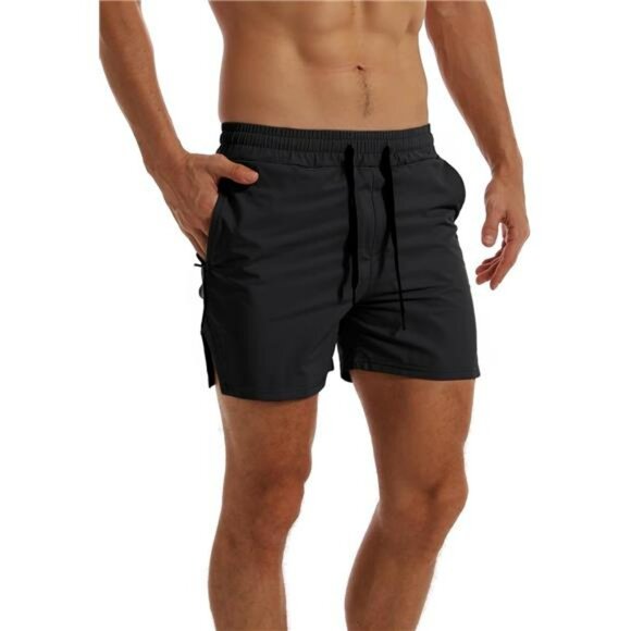 Men's Gym Workout Shorts Quick Dry 3 Inch Running Training Zip Pocket Towel - Picture 5 of 7